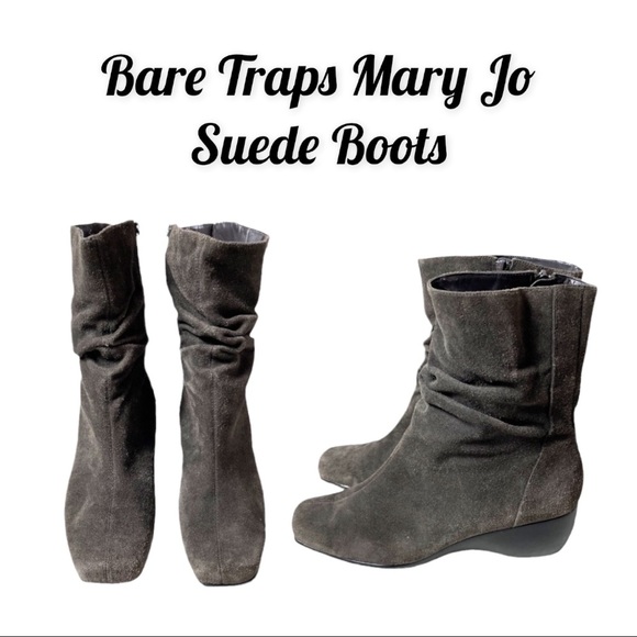 Bare Traps Mary Jo Suede Leather Slouchy Ankle Boots - Picture 1 of 16